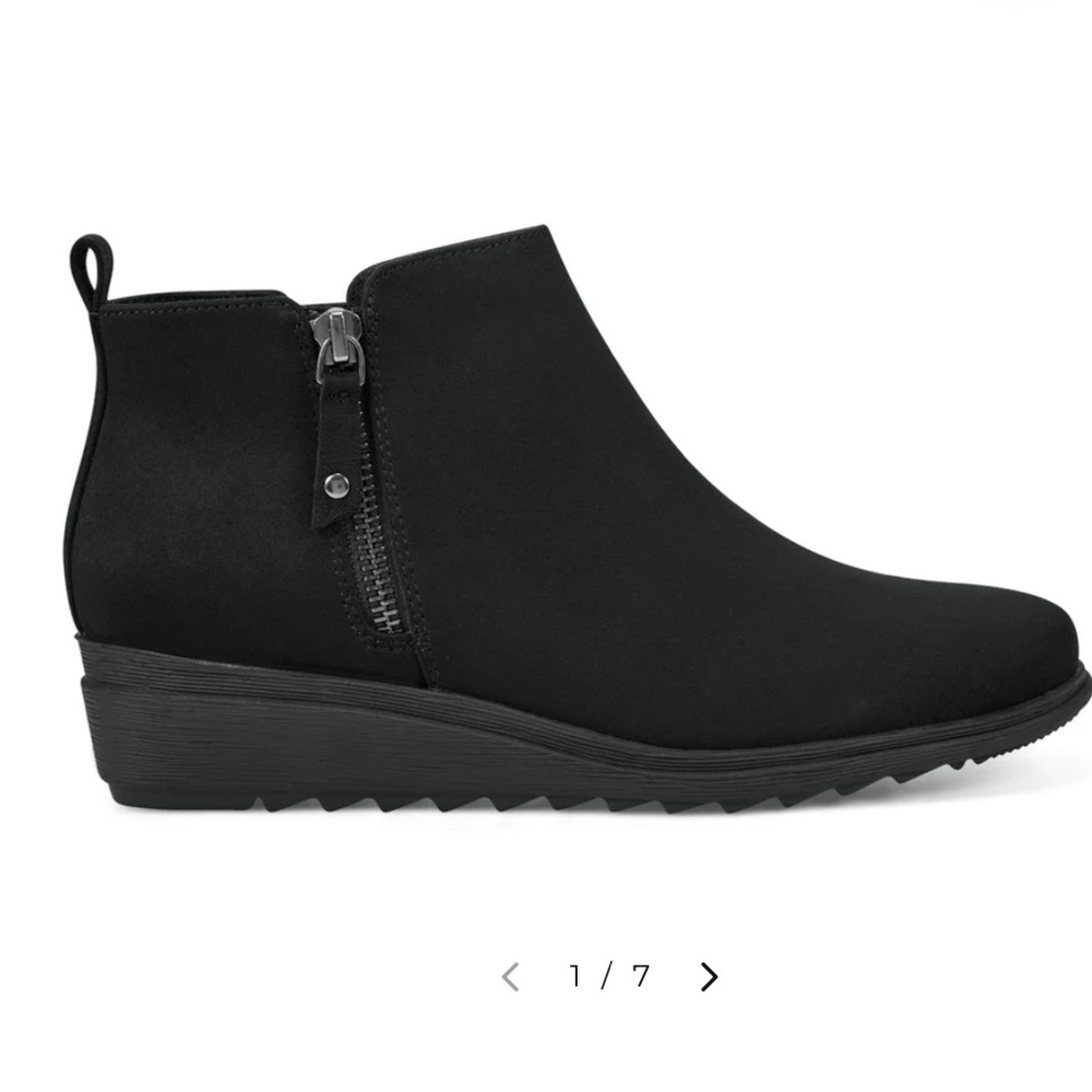 Easy Spirit Womens YENA 2 Black Zipper Faux suede Ankle Boots